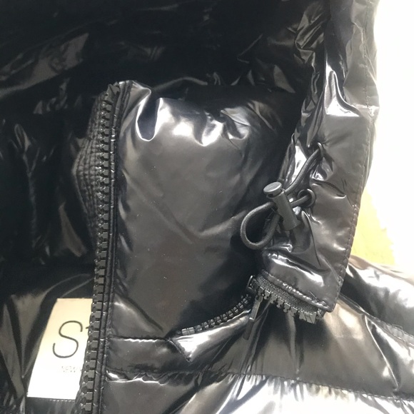 NEW S13 Down Winter Jacket Cold Black Puffer Coat womens warm hood glossy small - Picture 7 of 13